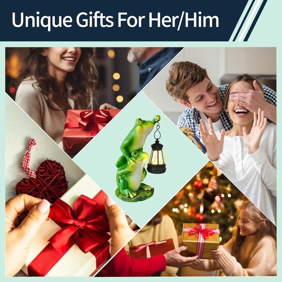 Unique Housewarming Solar Frog Satues For Yard Decorations Outdoor Patio Decor - Picture 8 of 9